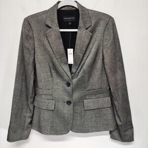 Banana Republic Classic Blazer Size 6 Gray Two Button Long Sleeve Darted Waist